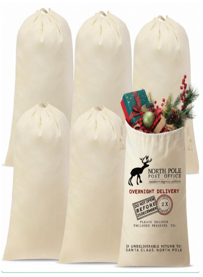Clysee 6 Pcs Extra Large Santa Sublimation, 43.3 × 27.5 Inch Blank Christmas Huge Sacks Drawstring Christmas Gift Bag DIY Xmas Canvas Cotton Sack for Xmas Gift Sublimation Drawstring Bag - Image 1